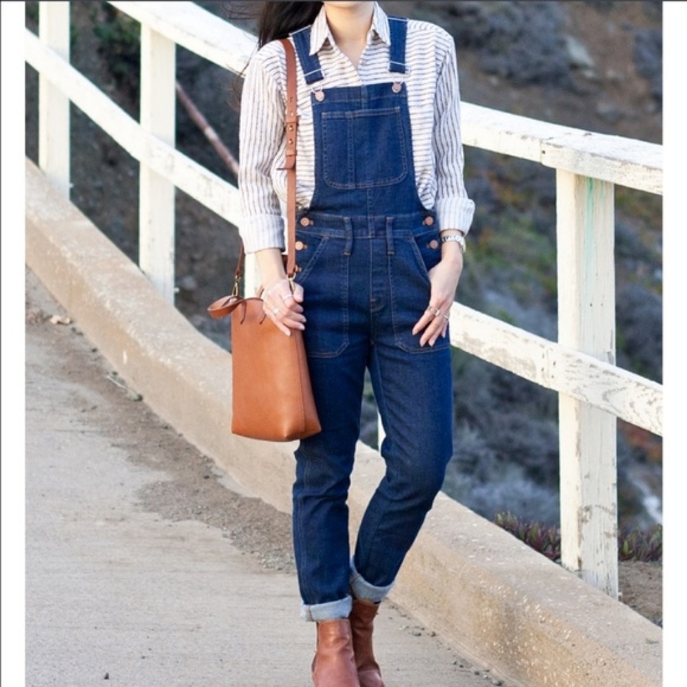Madewell Denim Overalls in Dark Blue Judd Wash S